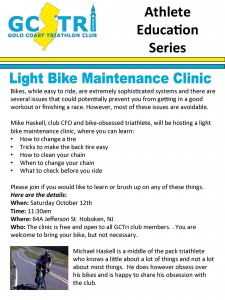 bike maintenance clinic seminar flyer
